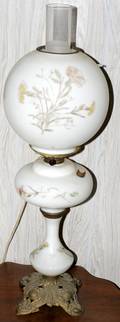 071517 GONEWITHTHEWIND MILK GLASS OIL LAMP