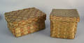 Two Maine Indian lidded splint baskets