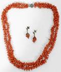 061502 CORAL NECKLACE  PAIR OF EARRINGS C1920
