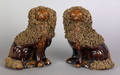 Pair of Bennington glazed spaniels 19th c