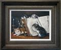 063727 P HART OIL ON BOARD KITTENS W OPEN BOOK