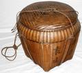 052478 ASIAN WICKER COVERED BASKET MID 20TH C