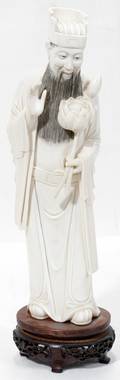 042435 CHINESE CARVED IVORY FIGURE C1920 H10 W3