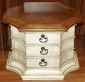 042422 WHITE ANTIQUE FINISH WALNUT CABINET