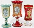 042405 JUDAIC MURANO HAND BLOWN GLASS GOBLETS