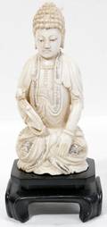 042425 CHINESE CARVED IVORY SEATED BODHISATTVA