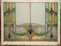 091560 LEADED  STAINED GLASS WINDOW C1900 35x28