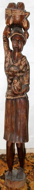 082451 AFRICAN CARVED WOOD FIGURE OF A WOMAN