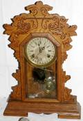 071569 WATERBURY OAK KITCHEN SHELF CLOCK 19TH C