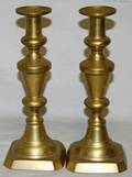 070454 BRASS CANDLESTICKS C1880 PAIR H95