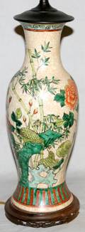 061535 CHINESE CRACKLE GLAZE URN AS A LAMP C1940