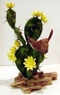 063792 BOEHM BISQUE CACTUS WREN W PRICKLY PEAR