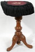 052485 CARVED WOOD PIANODESK STOOL H16 DIA13