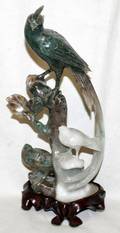 051552 CHINESE CARVED SERPENTINE FIGURE OF BIRD