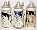 051570 GERMAN POTTERY  PEWTER STEINS THREE 85