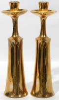 081642 DANISH BRASS CANDLESTICKS PAIR H7