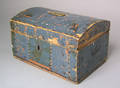 Painted pine dome lid lock box dated 1809 and initialed ALS
