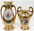 071612 LEMIEUX CZECH 22K GOLDDECOR PORCELAIN URNS