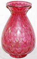072492 CRANBERRY GLASS BULBOUS VASE C1930 H14