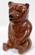 062516 POTTERY BROWN PITCHER BEAR ANTIQUE H10 W6