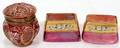 061586 BOHEMIAN ENAMELED CRANBERRY GLASS BOX  JARS
