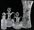061597 CUT GLASS  CRYSTAL DECANTER VASE  CRUETS