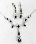 060595 SIMULATED SAPPHIRE  RHINESTONE NECKLACE