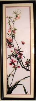 063810 EMBROIDERED SILK PANEL FLOWERING BRANCH