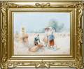 060580 FRED SASS WATERCOLOR WOMEN HARVESTING WHEAT