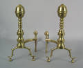 Pair of Federal brass andirons early 19th c