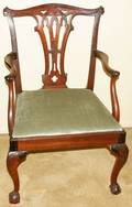 091008 CHIPPENDALE MAHOGANY ARMCHAIR 18TH C