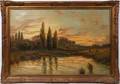 082006 H JONES OIL ON CANVAS SUNSET SCENE C1900