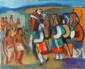 082060 ISRAEL ABRAMOFSKY OIL ON CANVAS INDIANS