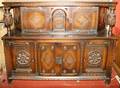 081049 ENGLISH HANDCARVED OAK COURT CUPBOARD C1910