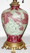 071008 STEUBEN GLASS GRAPE VASE AS A LAMP H29