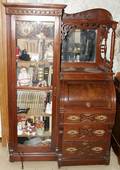 071031 VICTORIAN WALNUT BOOKCASECYLINDERFRONT DESK