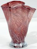 070031 VENINI GLASS PINK  WHITE HANDKERCHIEF VASE