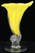 070022 MURANO YELLOW TO CLEAR GLASS HORN OF PLENTY