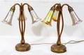 062007 TIFFANY STUDIOS LILY GLASS  BRONZE LAMPS