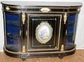 062026 BLACK EBONY SIDE CABINET SEVRES PLAQUES H44