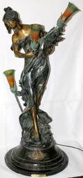 062022 AFTER AUGUSTE MOREAU BRONZE LADY W WHEAT