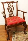 062045 BAKER CHIPPENDALE STYLE MAHOGANY ARM CHAIRS