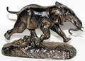 061052 AFTER A L BARYE BRONZE RUNNING ELEPHANT
