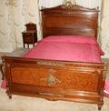 061004 LOUIS XVI STYLE INLAID  BRONZE QUEEN BED