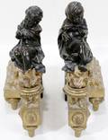 060051 FRENCH BRONZE CHENETS 19TH C PAIR H9 W9