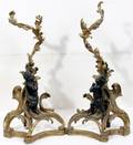 060047 FRENCH BRONZE  BRASS CHENETS H23 W12