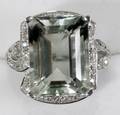 060044 1CT WHITE GOLD DIAMOND  GREEN AMETHYST RING