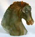 063404 DAUM ART GLASS ANDALUSIAN HORSE HEAD H9 W9