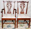 063041 CHIPPENDALE STYLE WALNUT DINING CHAIRS EIGHT