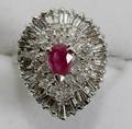 051067 14K WHITE GOLD RUBY  DIAMOND BALLERINA RING